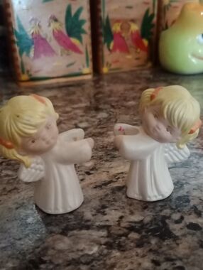 Vintage Ceramic Angel Candle Huggers